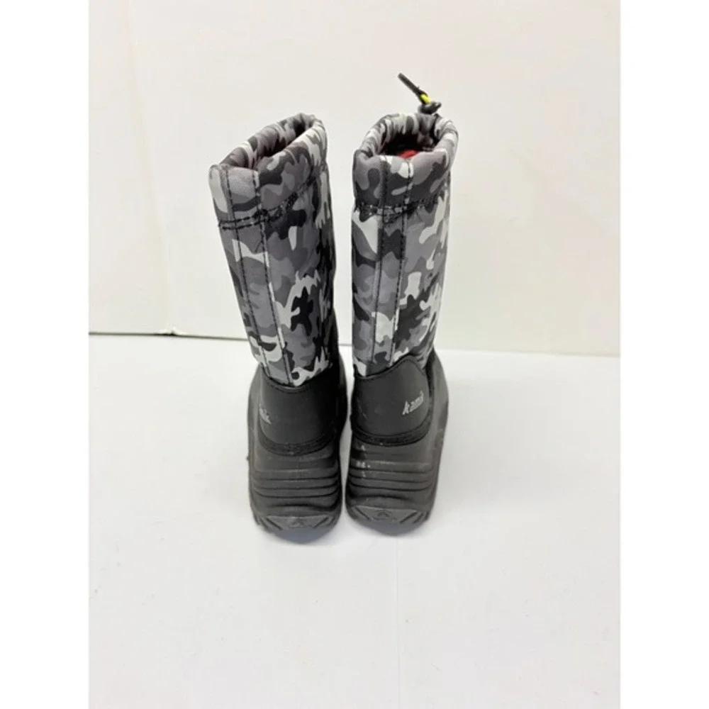 Kamik Snow Boots Kids Size 10 Gray Camo Waterproof Insulated Winter‎ Boots